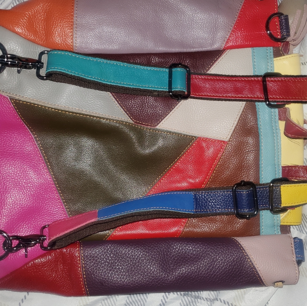 Multicolor Patchwork Leather Bag - image 2